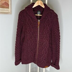Diesel Deep Burgundy Cable Knit Cardigan